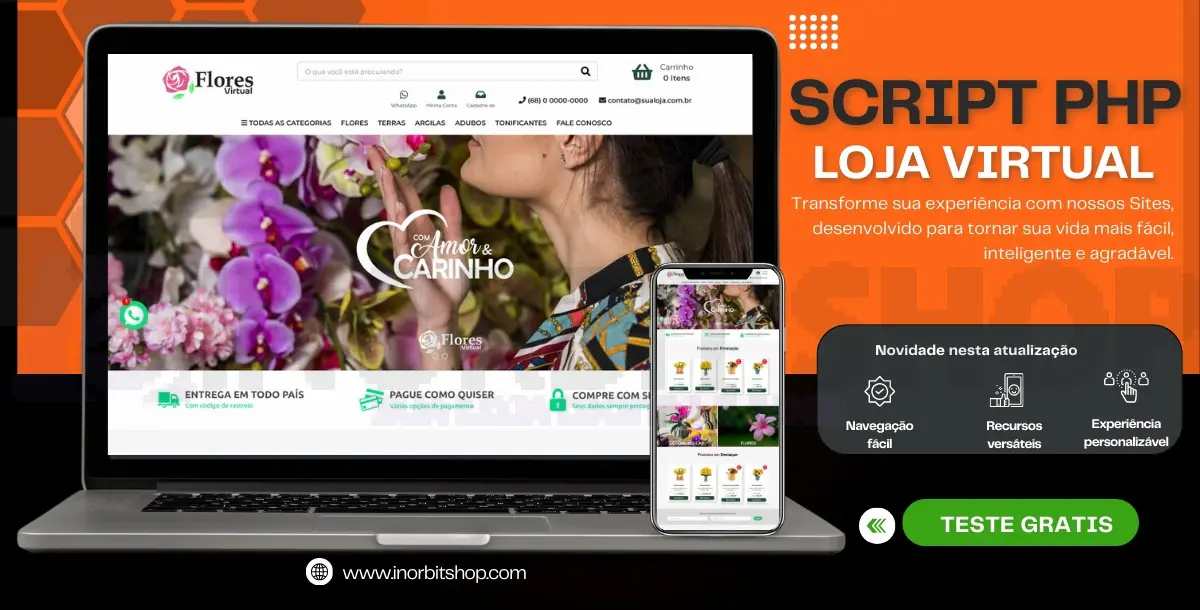 SCRIPT PHP LOJA VIRTUAL | FLORES | EDITAVEL